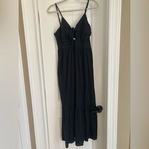 Black maxi dress with keyhole neckline